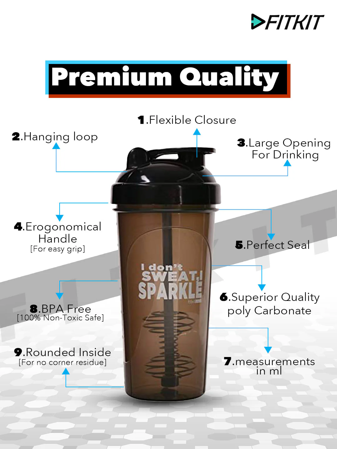 Classic Bottle Shaker 700ml(Grey/Black) - Image 3