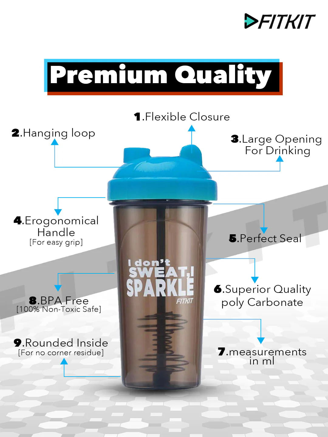 Classic Shaker Bottle 700ml Blue/Black - Image 3