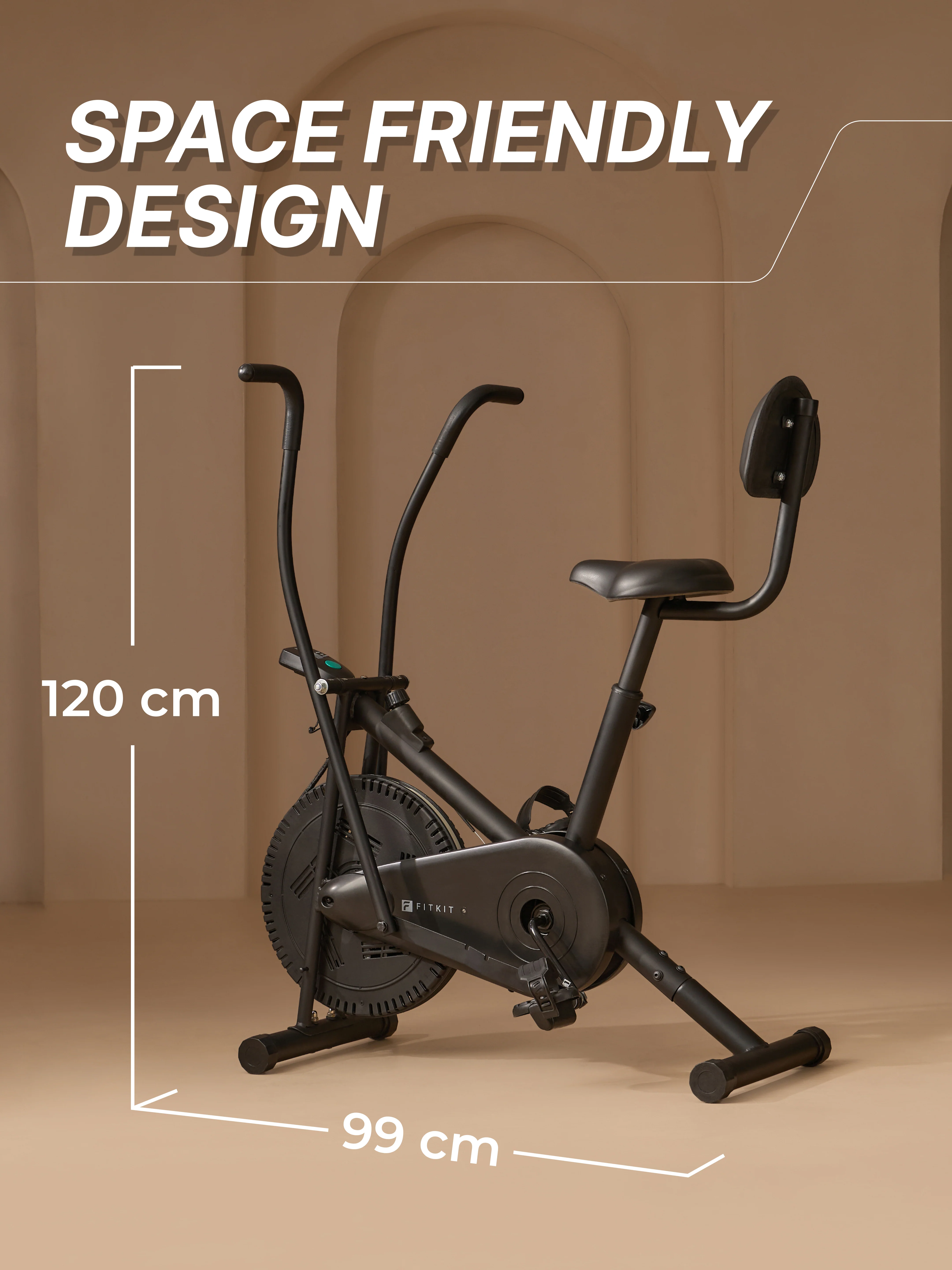 Fitkit Dual Action 2-in-1 Air Bike | Moving & Fixed Handles Exercise Cycle | Adjustable Seat & Anti-Slip Pedals | Direct Resistance | 120 kg Max Weight | Home Use Exercise Bike (with 6 Months Extended Warranty) - Image 11