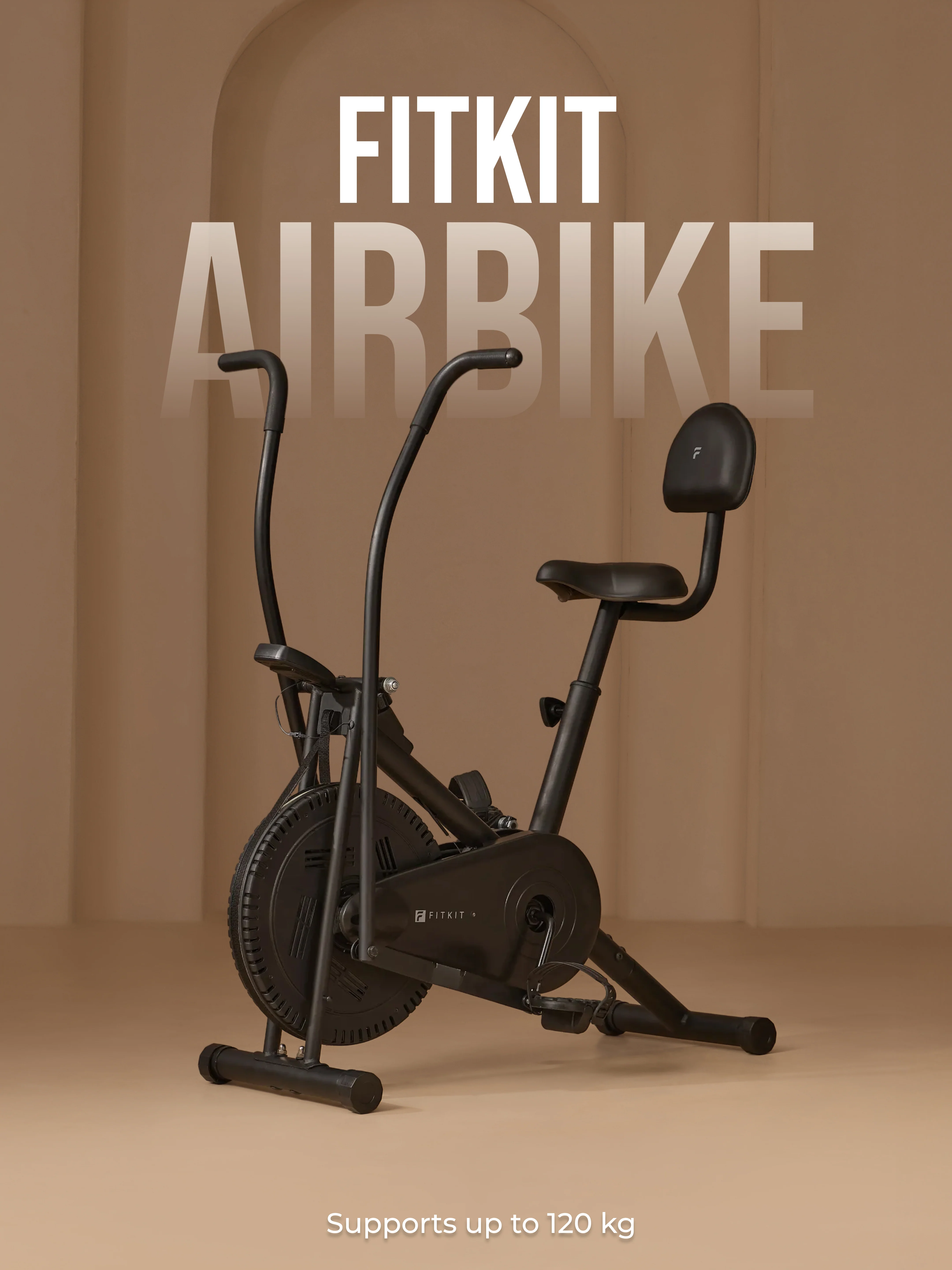 Fitkit Dual Action 2-in-1 Air Bike | Moving & Fixed Handles Exercise Cycle | Adjustable Seat & Anti-Slip Pedals | Direct Resistance | 120 kg Max Weight | Home Use Exercise Bike (with 6 Months Extended Warranty) - Image 2