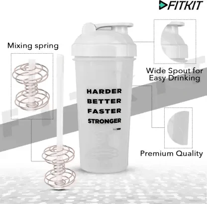 Fitkit FK67.60.003-01 Classic 700 ml Shaker (Pack of 1, White) - Image 3