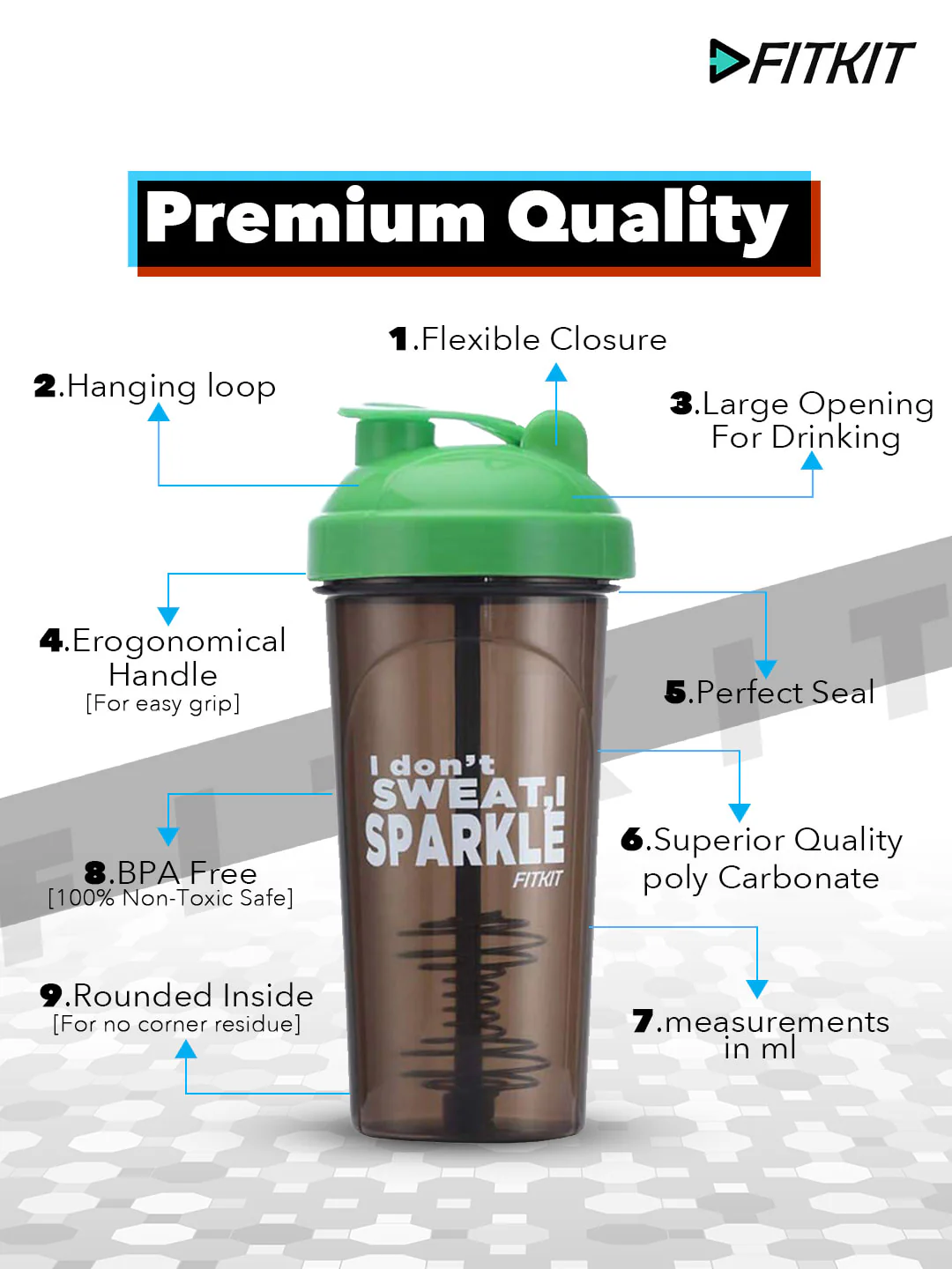 Classic Shaker Bottle, 700ml (Grey/Green) - Image 2