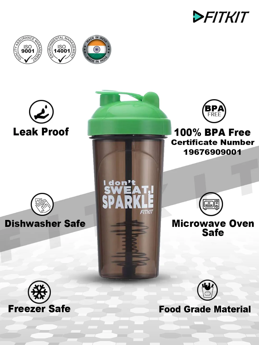 Classic Shaker Bottle, 700ml (Grey/Green) - Image 6