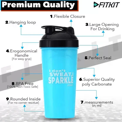 Fitkit FK67.60.003-05 Classic 700 ml Shaker (Pack of 1, Blue) - Image 3