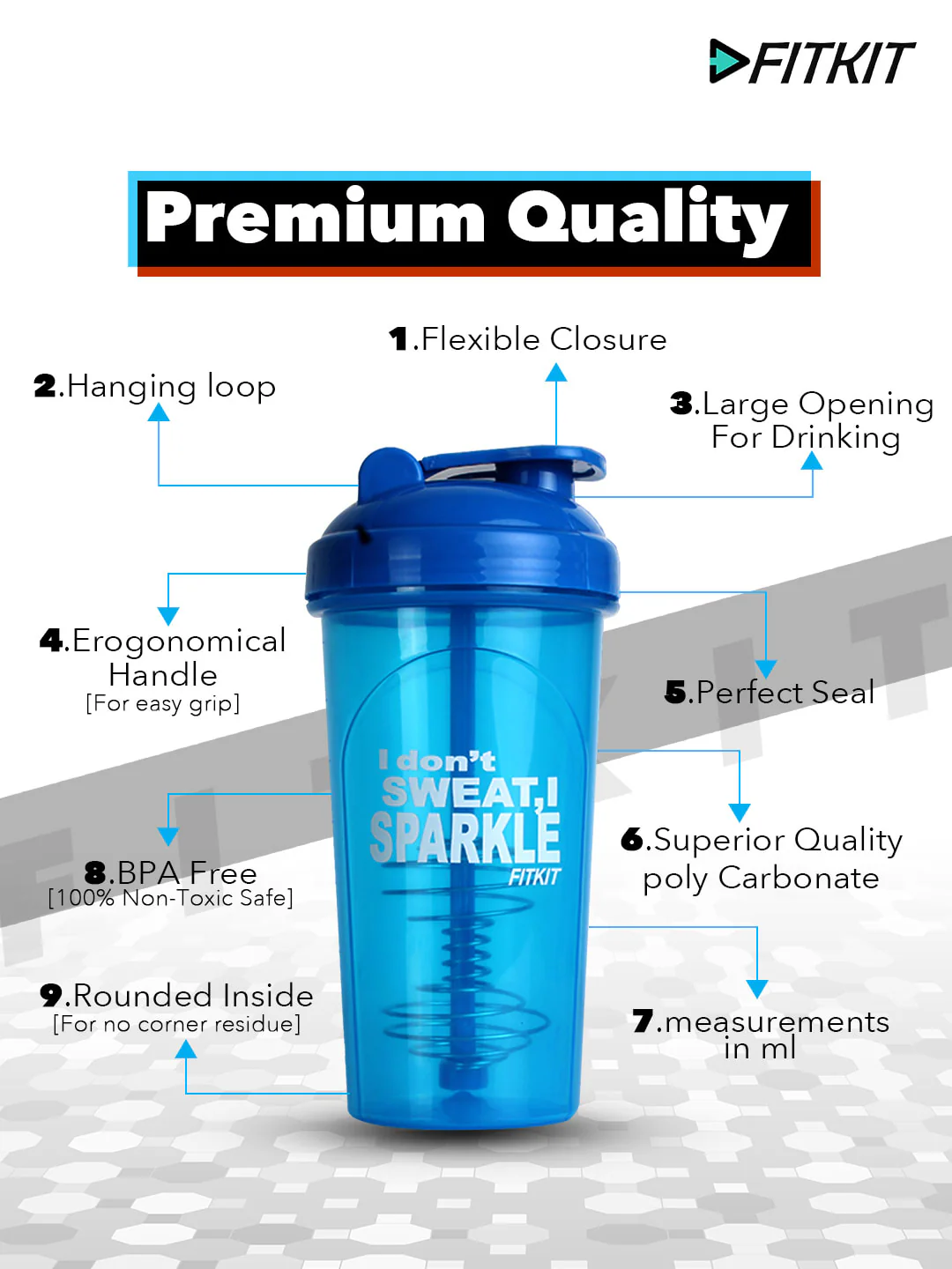 Classic 700 ml Shaker (Pack of 1, Blue) - Image 3