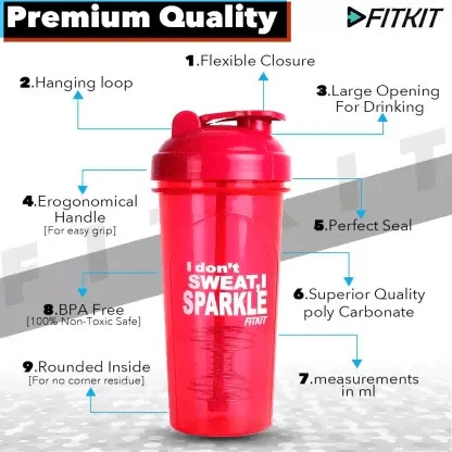 Fitkit FKSB05 Classic 700 ml Shaker (Pack of 1, Pink) - Image 4
