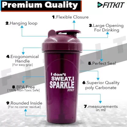 Fitkit FKSB09 Classic 700 ml Shaker (Pack of 1, Purple) - Image 2
