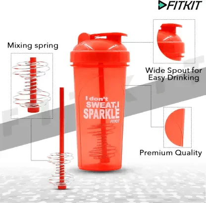 Fitkit FKSB11 Classic 700 ml Shaker (Pack of 1, Orange) - Image 4