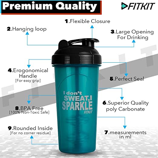 Fitkit FKSB14 Classic 700 ml Shaker (Pack of 1, Green) - Image 6