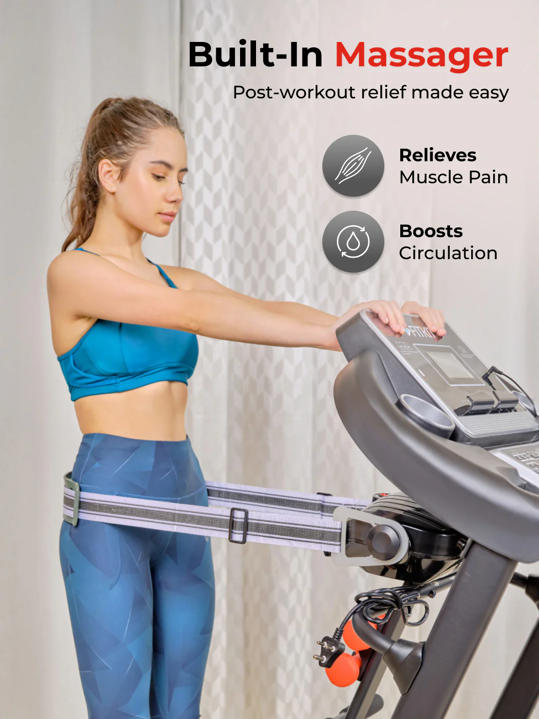 FT100M Treadmill 4.5HP | Massager | 3-level Manual-Incline | Max Weight-110kg | Max Speed-14.8kmph (with 6 months extended warranty) - Image 5