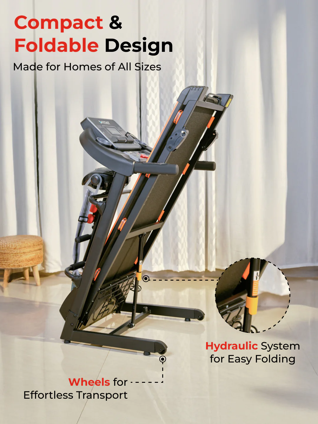 FT100M Treadmill 4.5HP | Massager | 3-level Manual-Incline | Max Weight-110kg | Max Speed-14.8kmph (with 6 months extended warranty) - Image 7