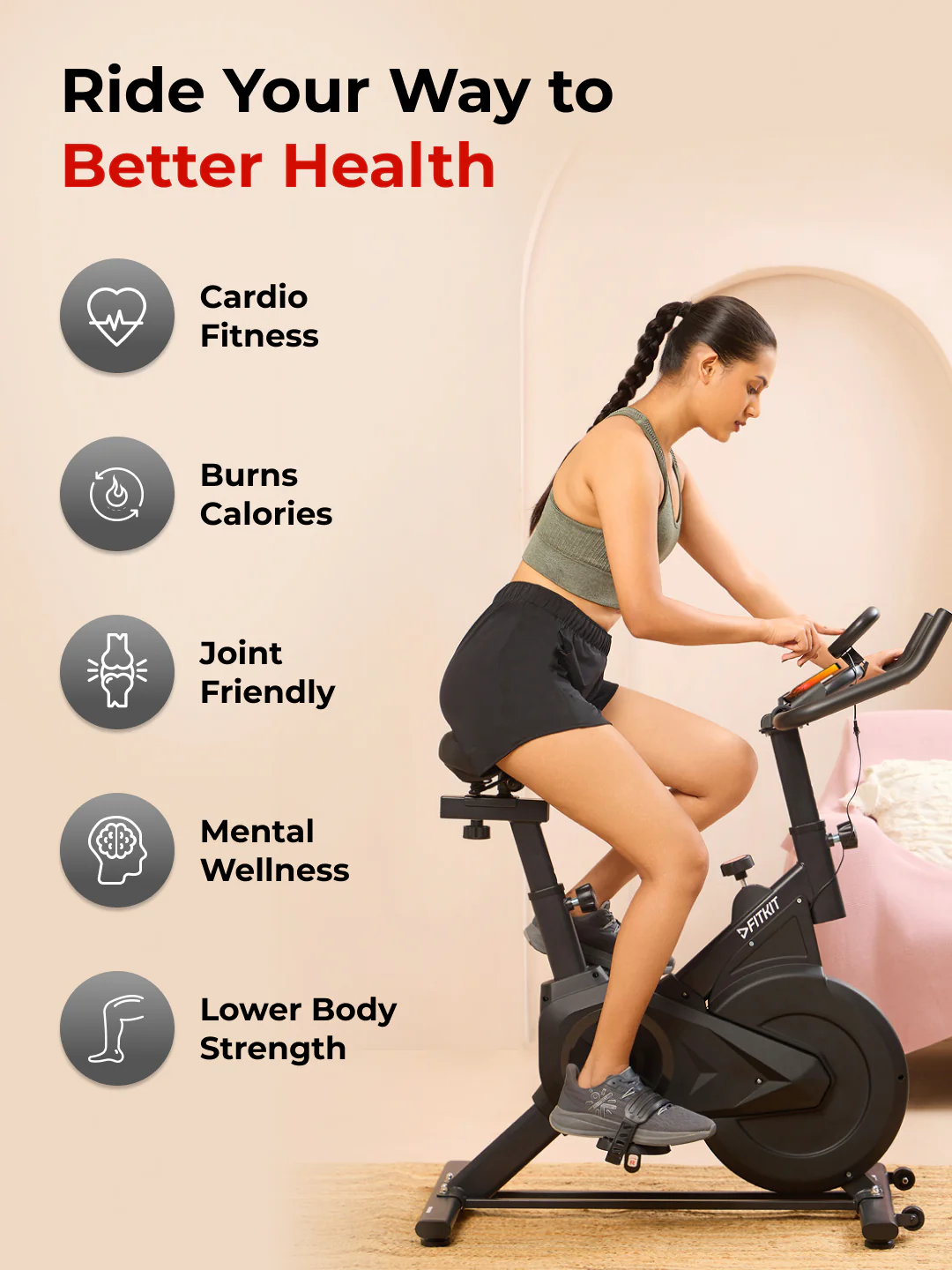FK7002 Spinbike | 6kg Flywheel | Max Weight: 120Kg | Black (6 months warranty + 6 months extended warranty) - Image 3