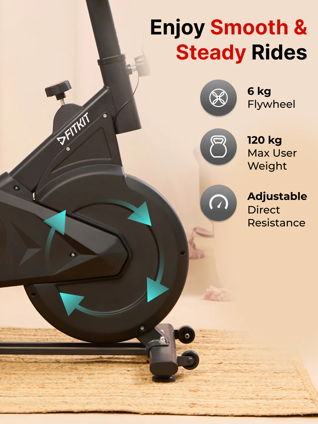 FK7002 Spinbike | 6kg Flywheel | Max Weight: 120Kg | Black (6 months warranty + 6 months extended warranty) - Image 5