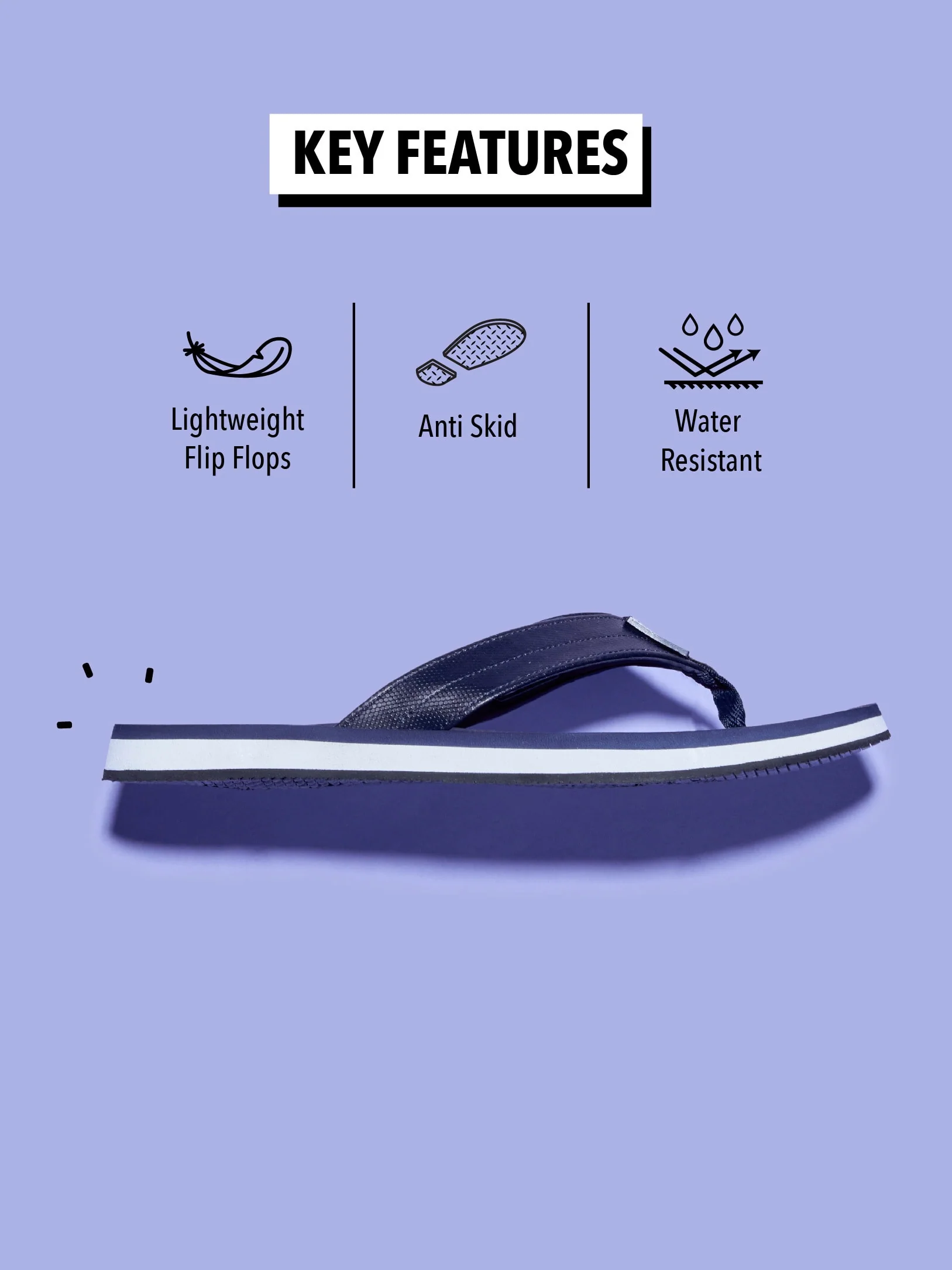 cult Flo Sweat Absorbing EVA Flip Flops - Navy - Image 3