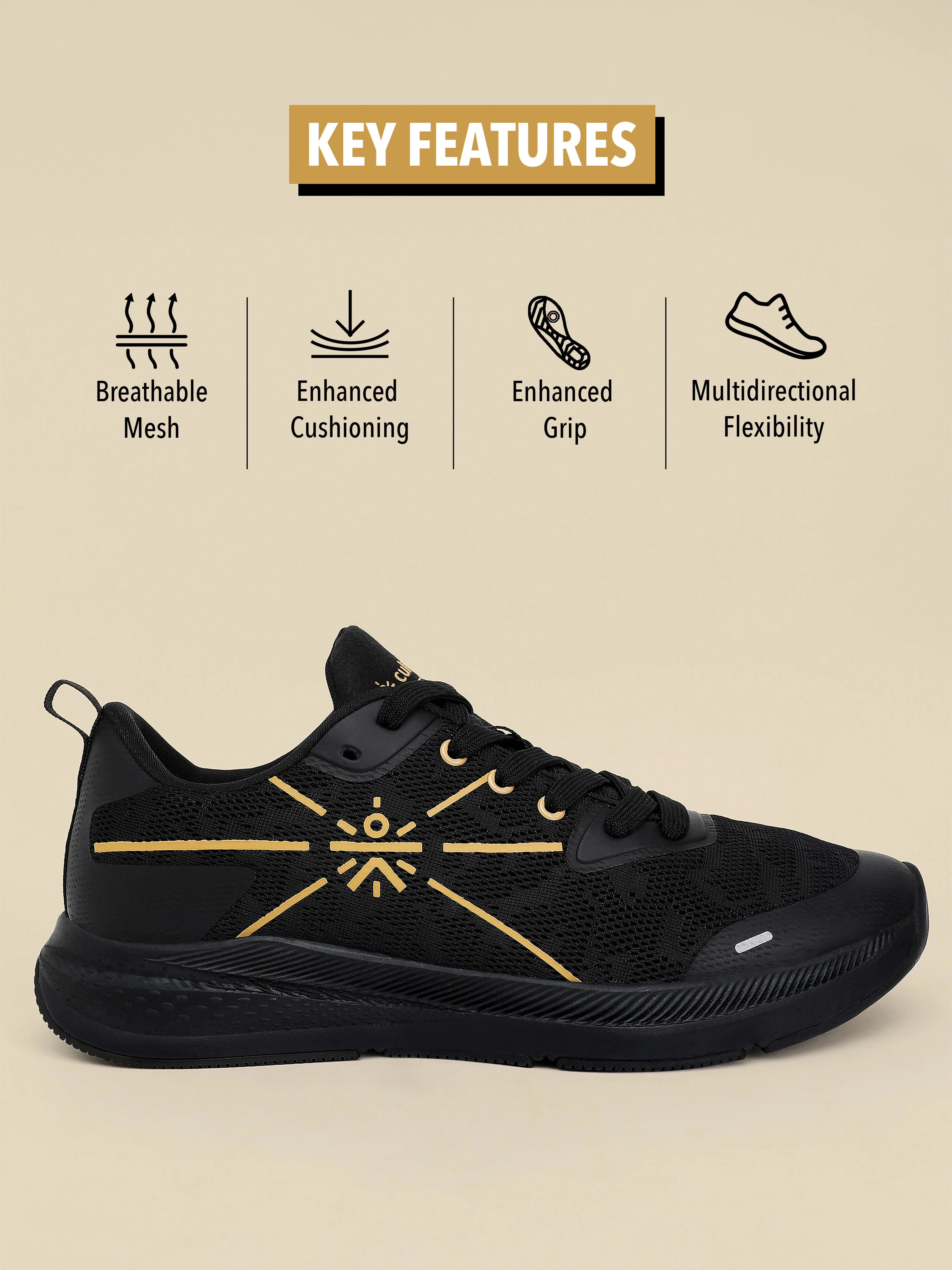 cult Flomo Men Running Shoes - Black/Gold - Image 3