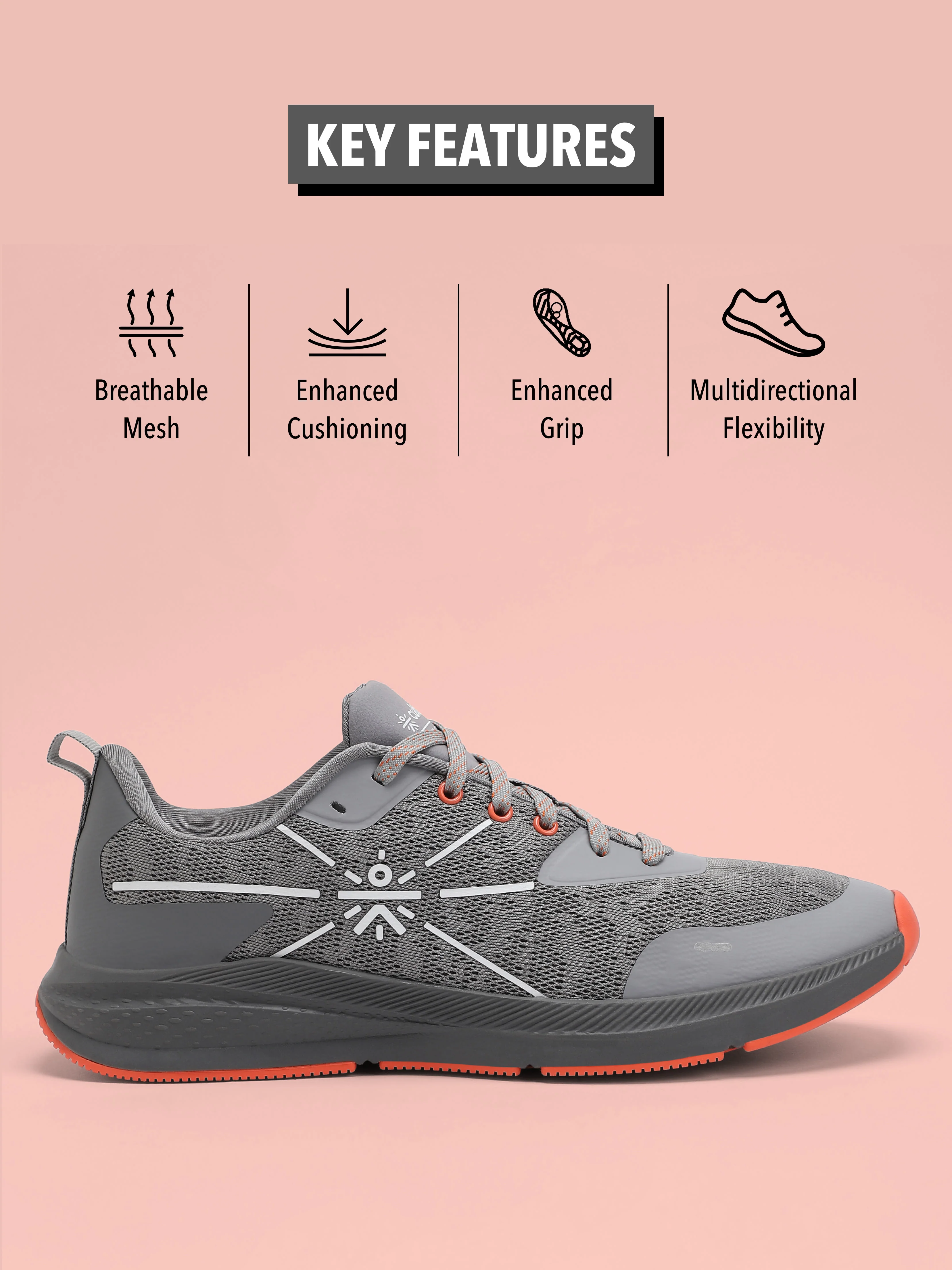cult Flomo Men Running Shoes - Grey/Orange - Image 3