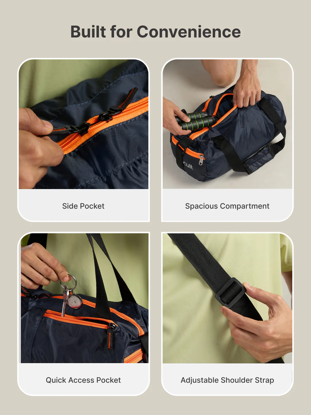 Foldable Gym Bag 20L - Navy - Image 4