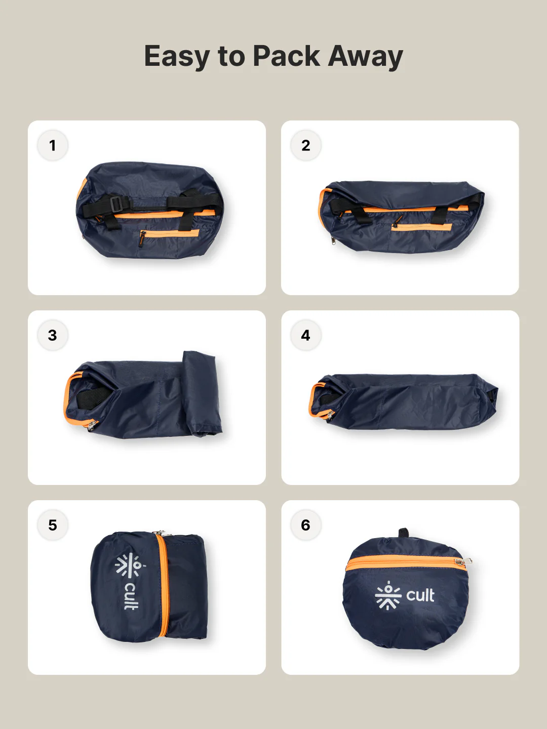 Foldable Gym Bag 20L - Navy - Image 7
