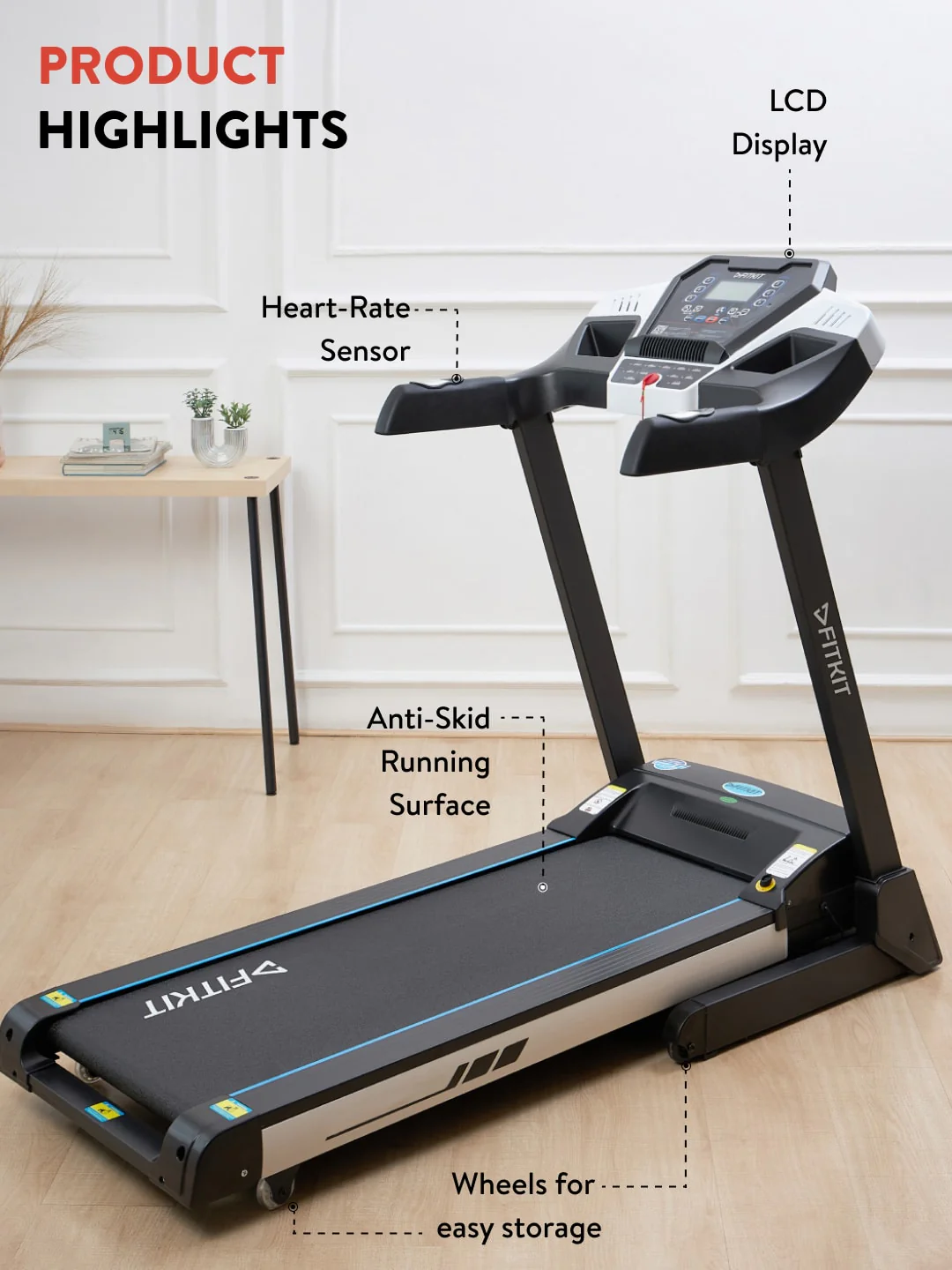 FT200S 4.5 HP Peak Treadmill | 15-level Auto-Incline | Max Weight-110kg | Max Speed-16kmph (with 6 Months extended warranty) - Image 3