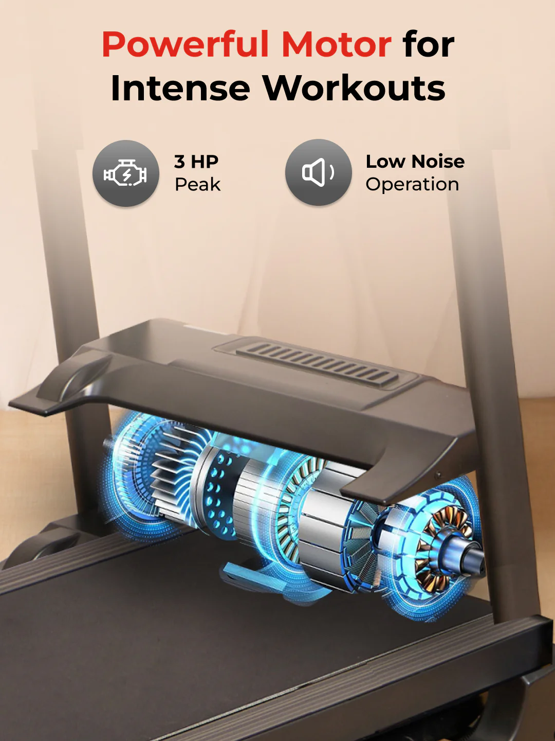 FT98Steel 3HP Treadmill | 3-Level Manual-Incline | Max Speed-12.8kmph | Max Weight-100kg (with 6 months extended warranty) - Image 2