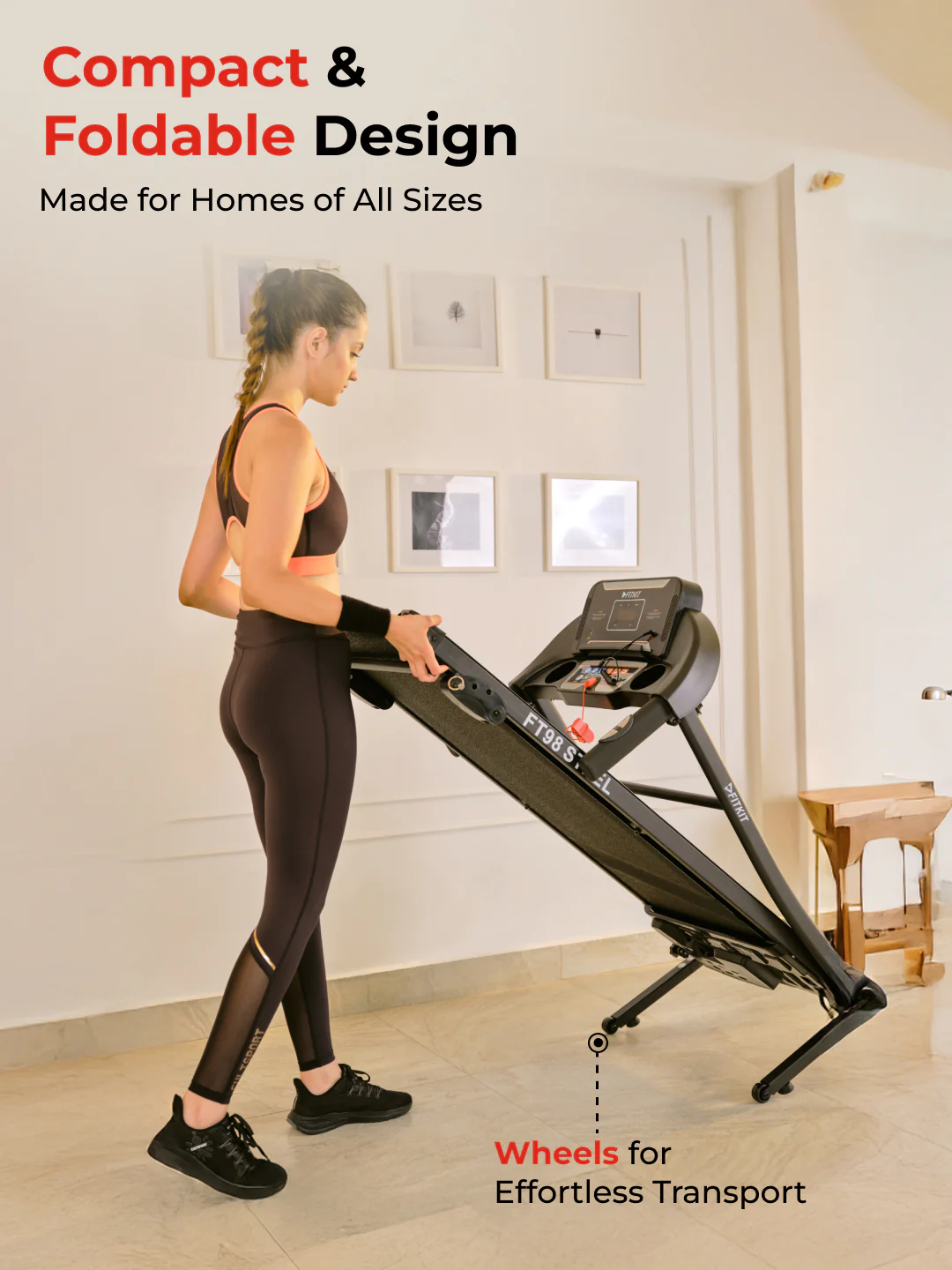 FT98Steel 3HP Treadmill | 3-Level Manual-Incline | Max Speed-12.8kmph | Max Weight-100kg (with 6 months extended warranty) - Image 7