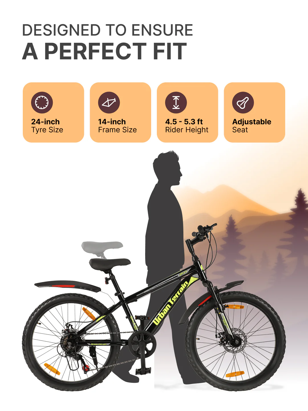 Galaxy Max Mountain Bike Steel 7 Speed Cycle 24 inch Tyre, Black With Front Suspension, Single Wall Rim and Dual Disc Brakes Ideal For 4.5 ft to 5.3 ft - Image 5