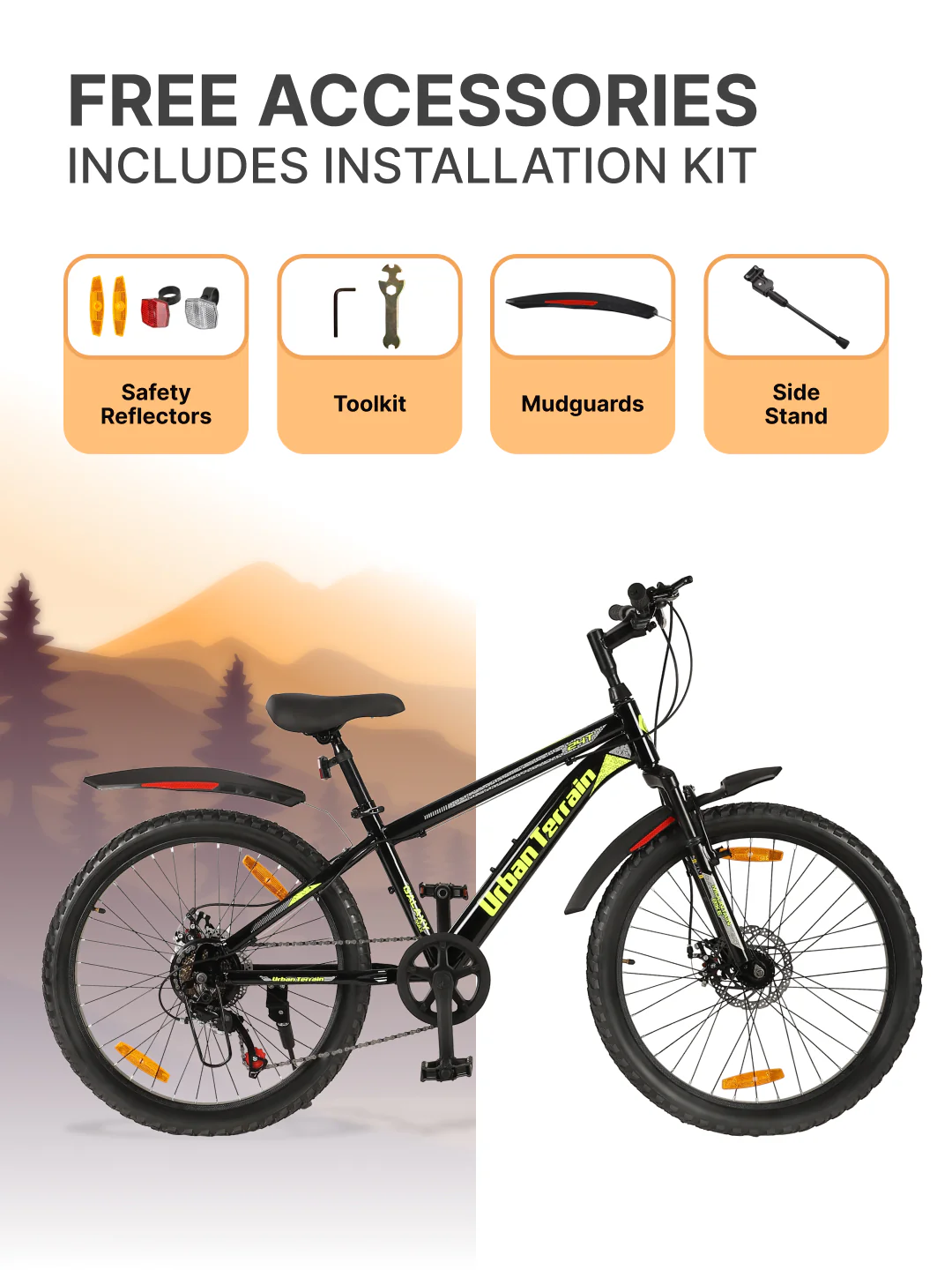 Galaxy Max Mountain Bike Steel 7 Speed Cycle 24 inch Tyre, Black With Front Suspension, Single Wall Rim and Dual Disc Brakes Ideal For 4.5 ft to 5.3 ft - Image 6