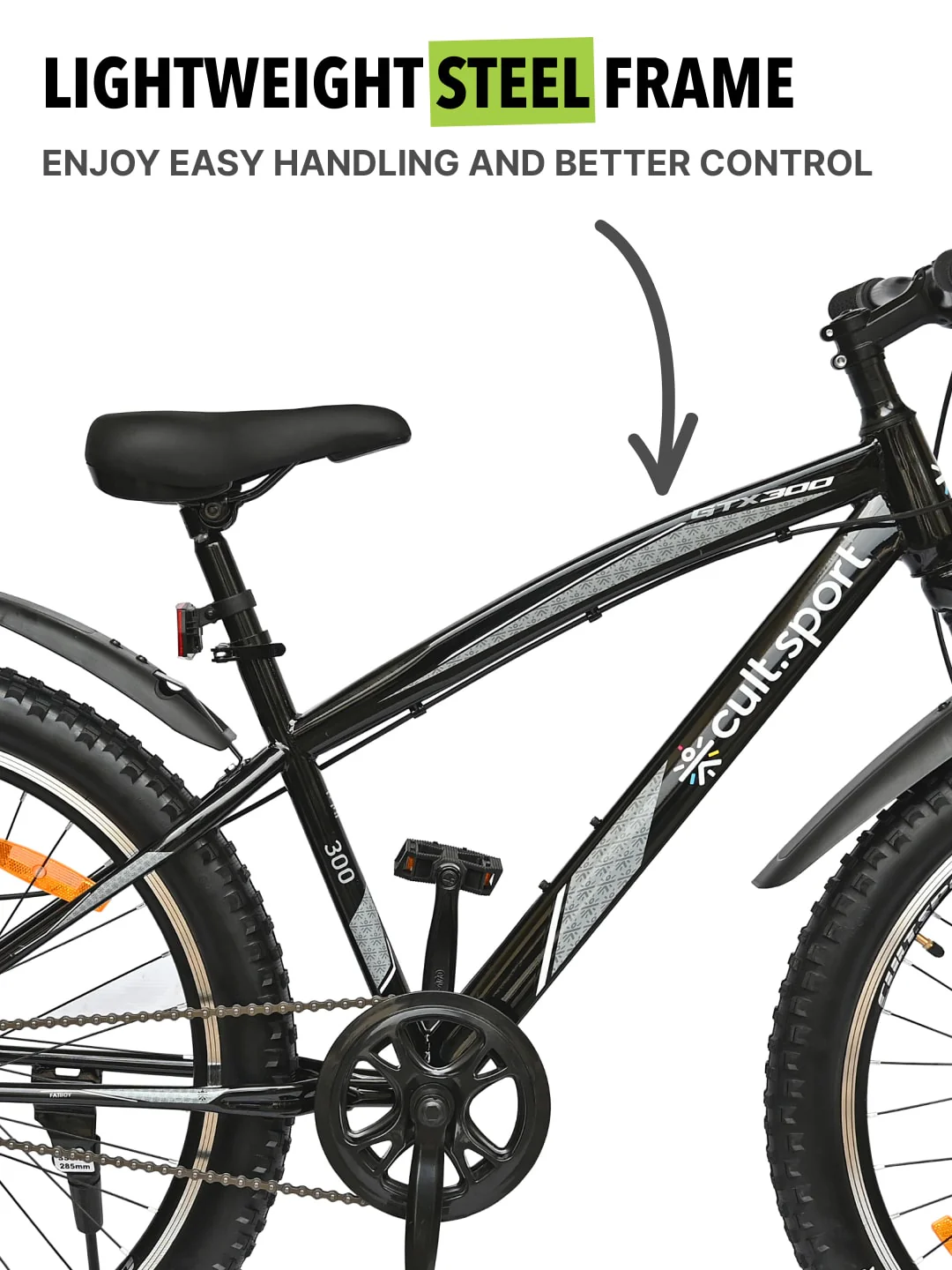 GTX30026TBLACK Steel Single Speed 26 inch Mountain Cycle, Front Suspension and Double Wall Alloy Rim, - Image 7