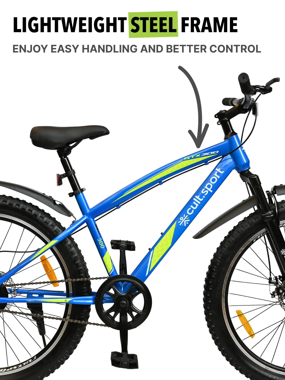 GTX30026TBLUE Steel Single Speed 26 inch Mountain Cycle, Front Suspension and Double Wall Rim - Image 7