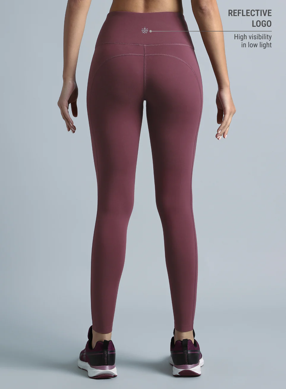 Wine High Waist Solid Active Tights - Image 6