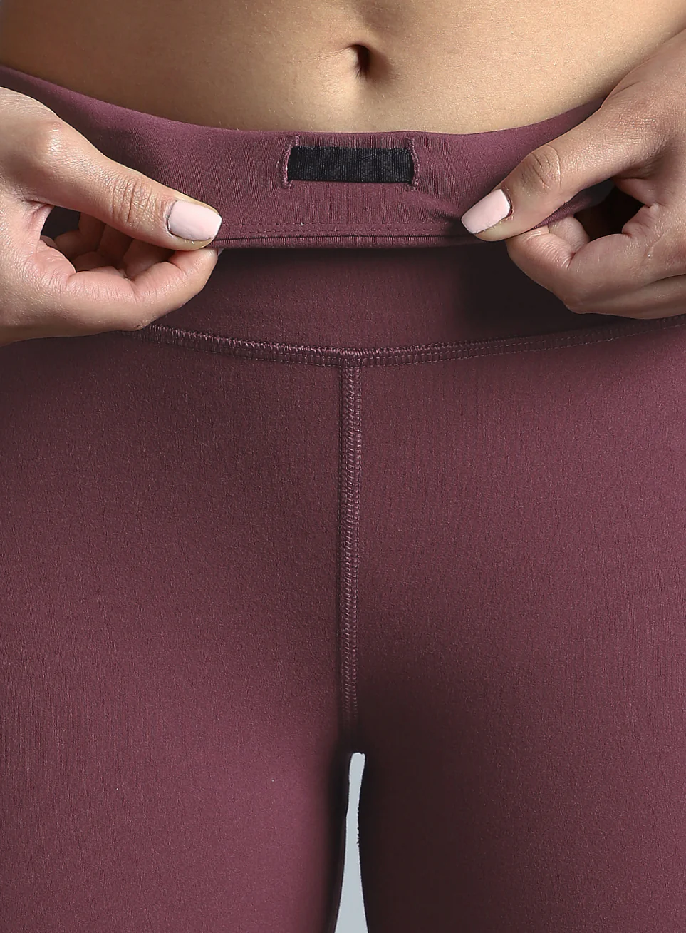 Wine High Waist Solid Active Tights - Image 9