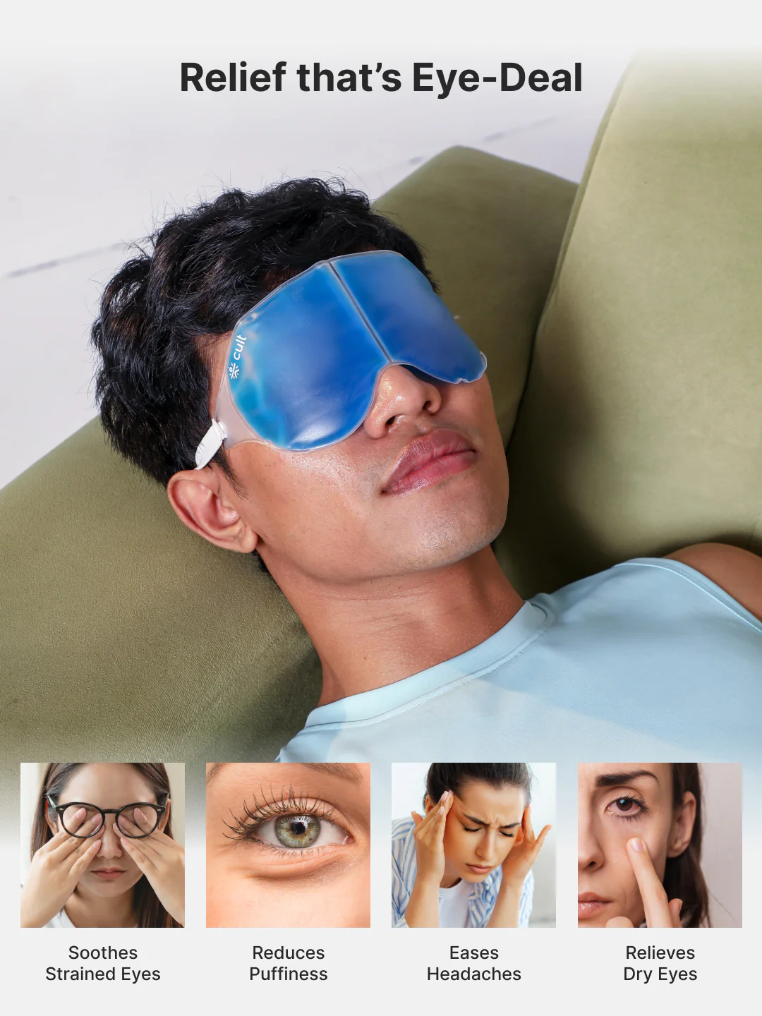 Hot & Cold Gel Pack with Eye Mask Reusable Pain Relief for Headaches, Puffiness, Injuries & Everyday Recovery Pack of 3 - Image 5