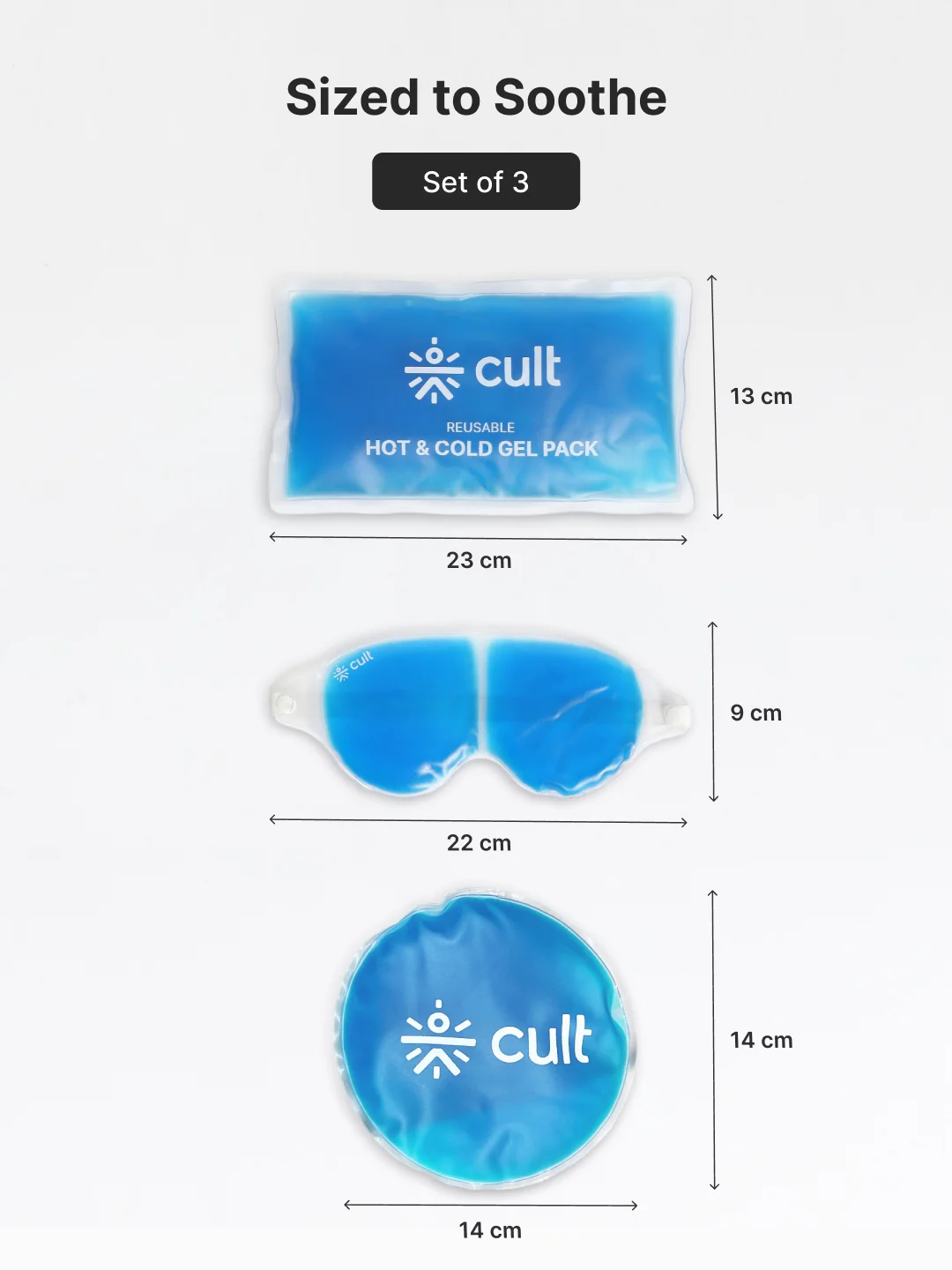 Hot & Cold Gel Pack with Eye Mask Reusable Pain Relief for Headaches, Puffiness, Injuries & Everyday Recovery Pack of 3 - Image 8