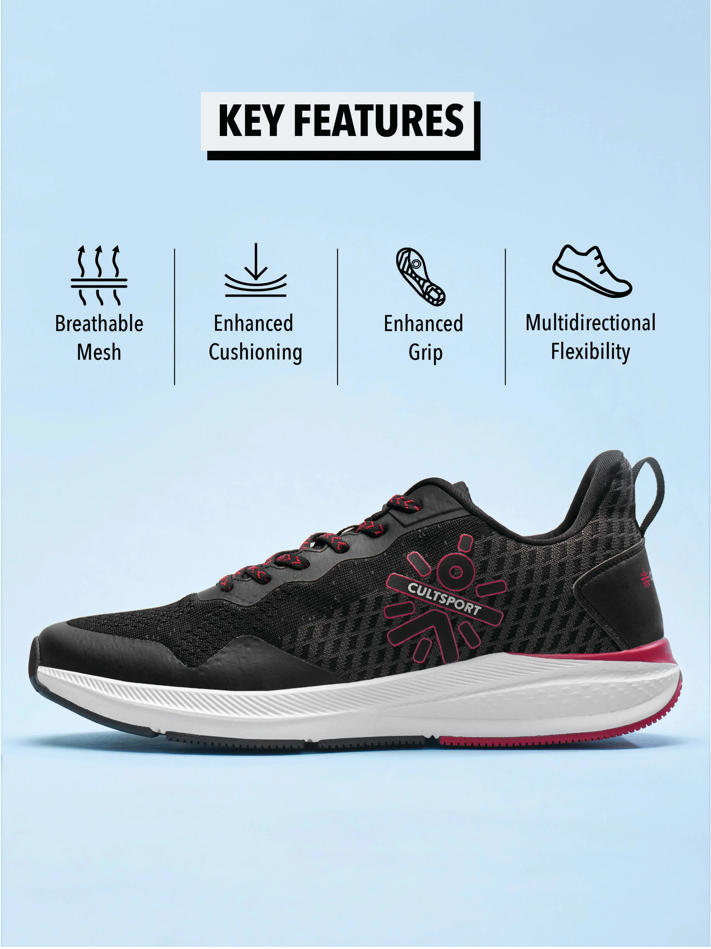 cult Hustle Men Running Shoes - Black - Image 2