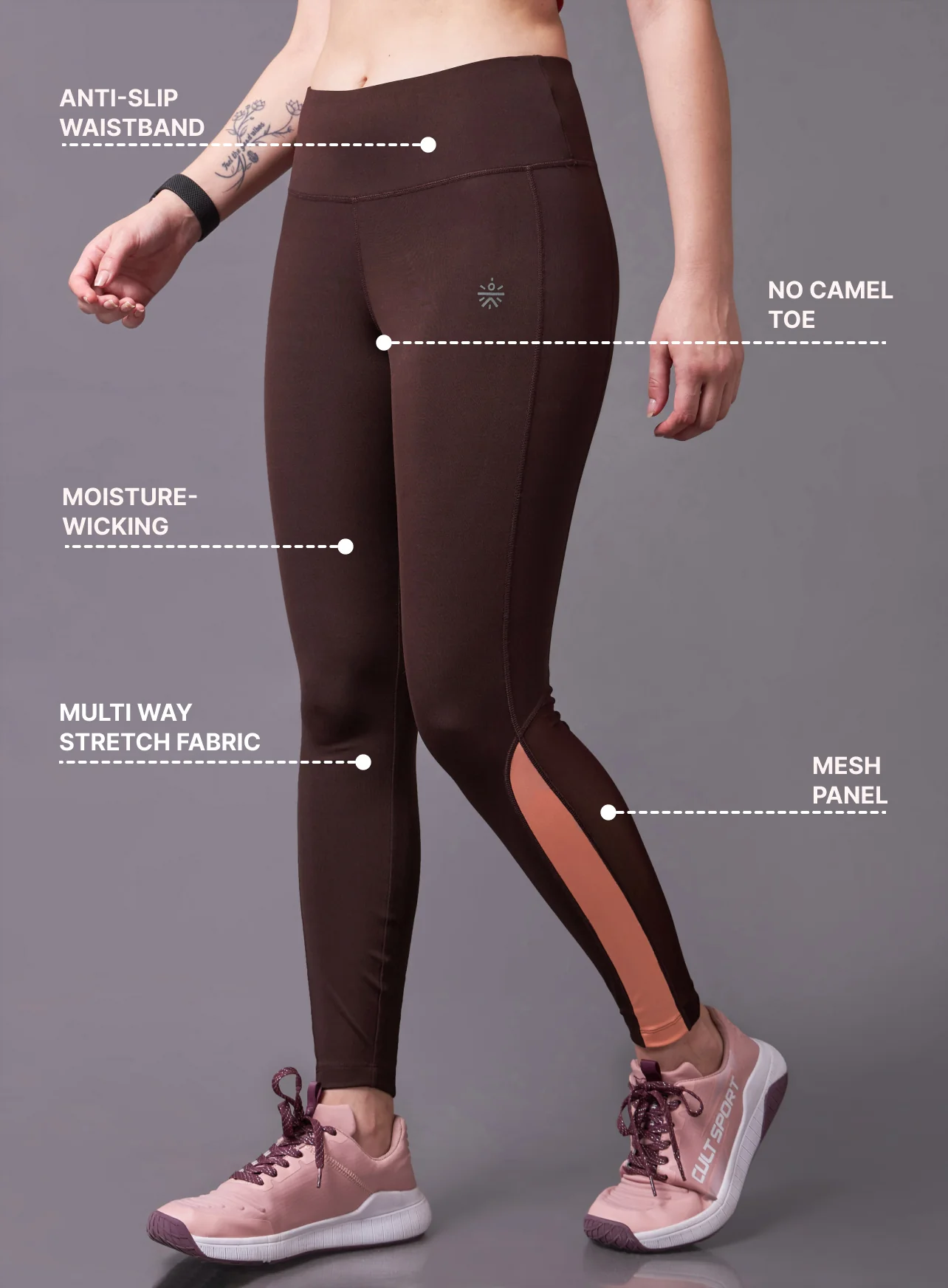 Iconic Brown Running Tights - Image 5