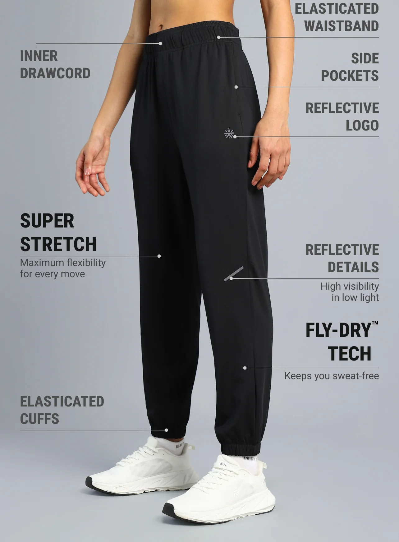 Women's Black Iconic Running Joggers - Image 5