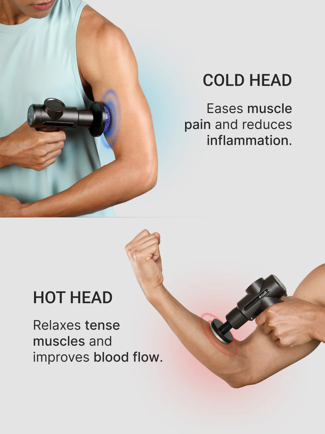Cult Impact X, Full Body Gun Massager with Hot and Cold Therapy, 3000mAh battery, 6 Interchangeable heads, 6 Speed levels, Silicone head, Carry Pouch. - Image 4