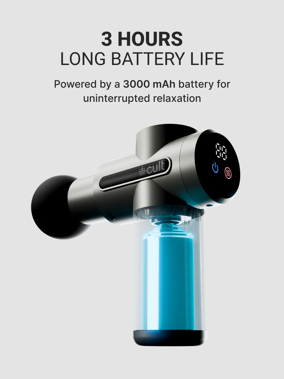 Cult Impact X, Full Body Gun Massager with Hot and Cold Therapy, 3000mAh battery, 6 Interchangeable heads, 6 Speed levels, Silicone head, Carry Pouch. - Image 8