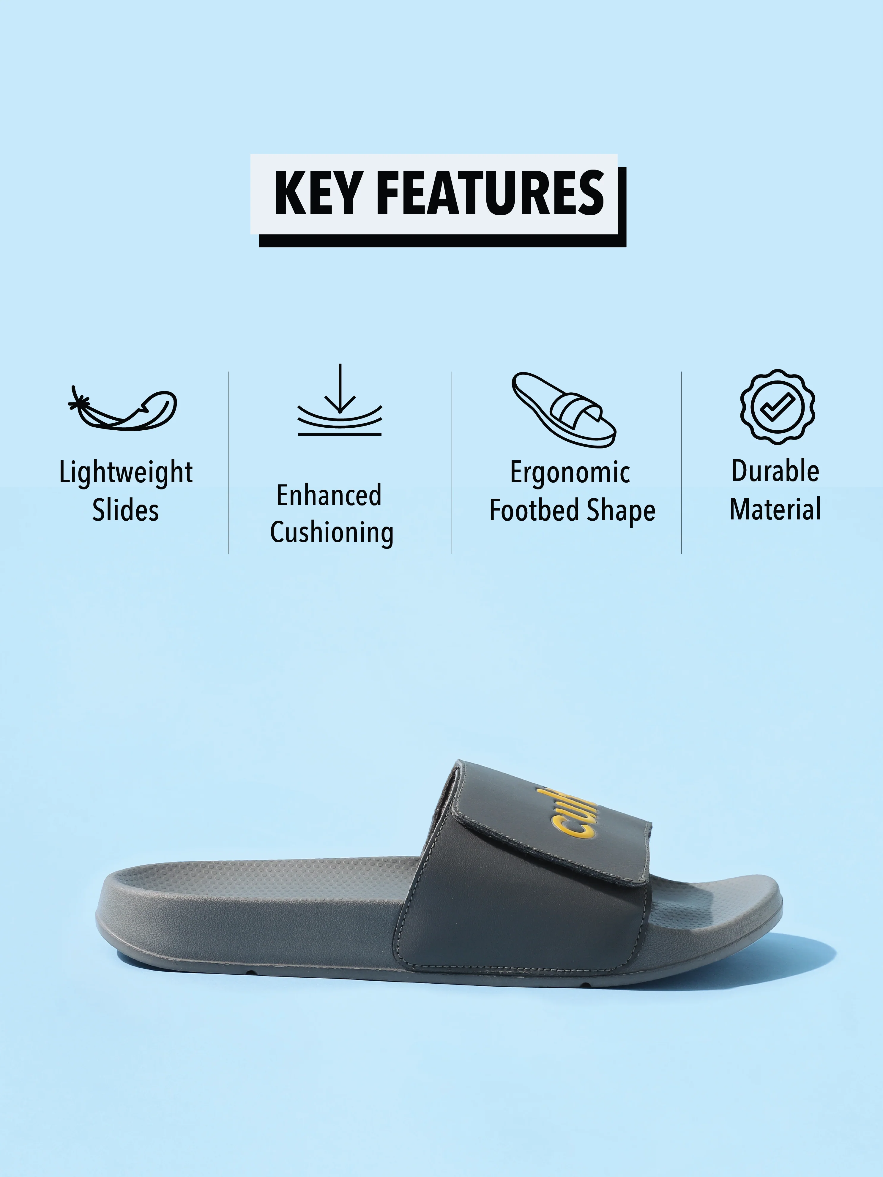 cult Locomo Grey Men Slides - Image 3