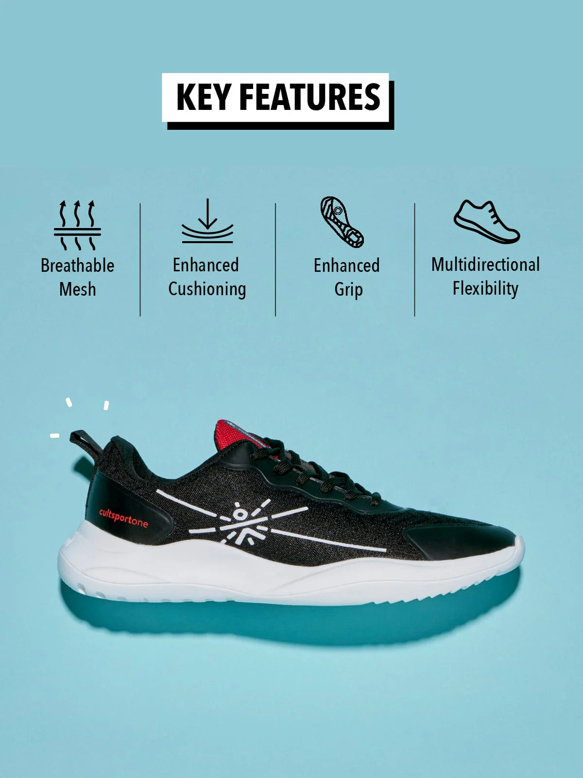 cult Lope Men Running Shoes - Black/Red - Image 4