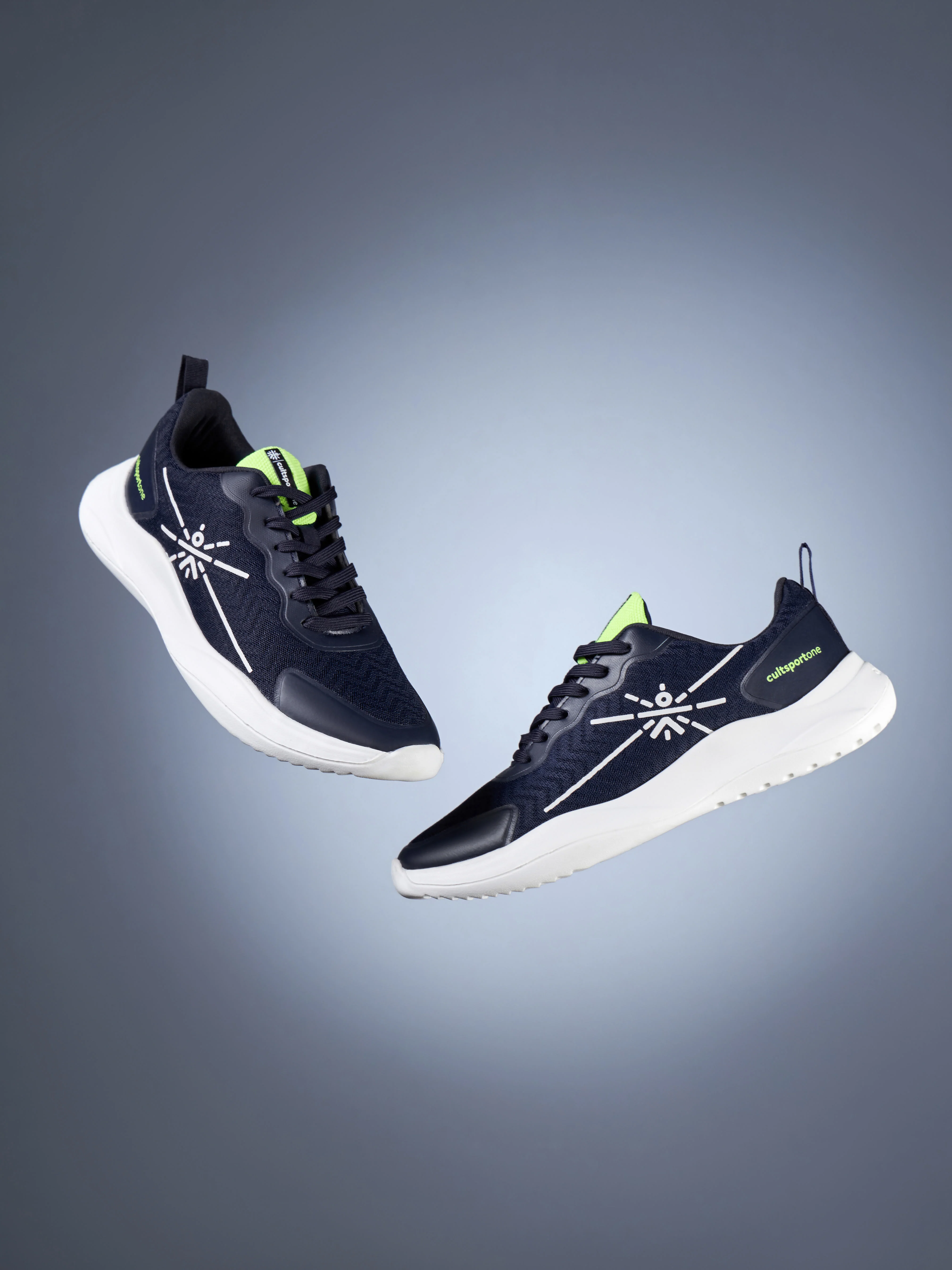 cult Lope Men Running Shoes - Navy/Lime Green - Image 2