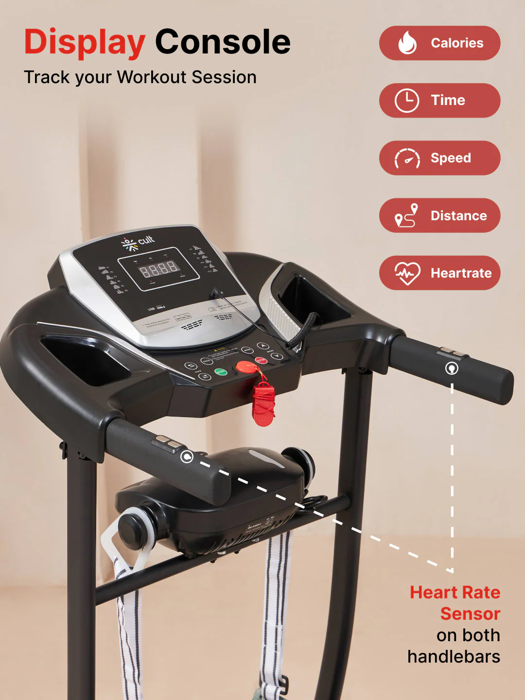 Cultrun M3.0 3HP Peak Treadmill | 3-level Manual-Incline | Max Weight-100kg | Max Speed-10 kmph (with 6 months extended warranty) - Image 4