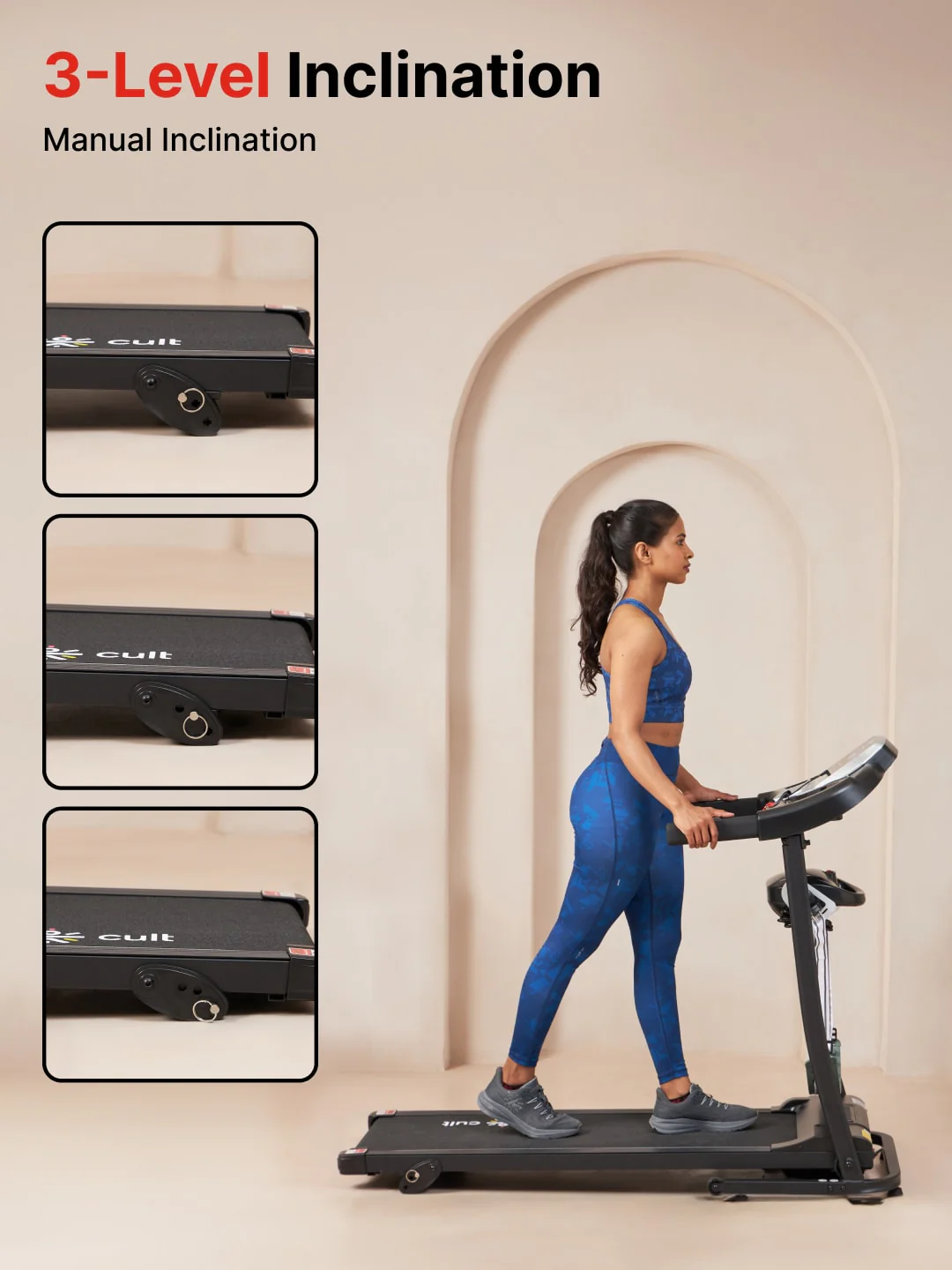 Cultrun M3.0 3HP Peak Treadmill | 3-level Manual-Incline | Max Weight-100kg | Max Speed-10 kmph (with 6 months extended warranty) - Image 5