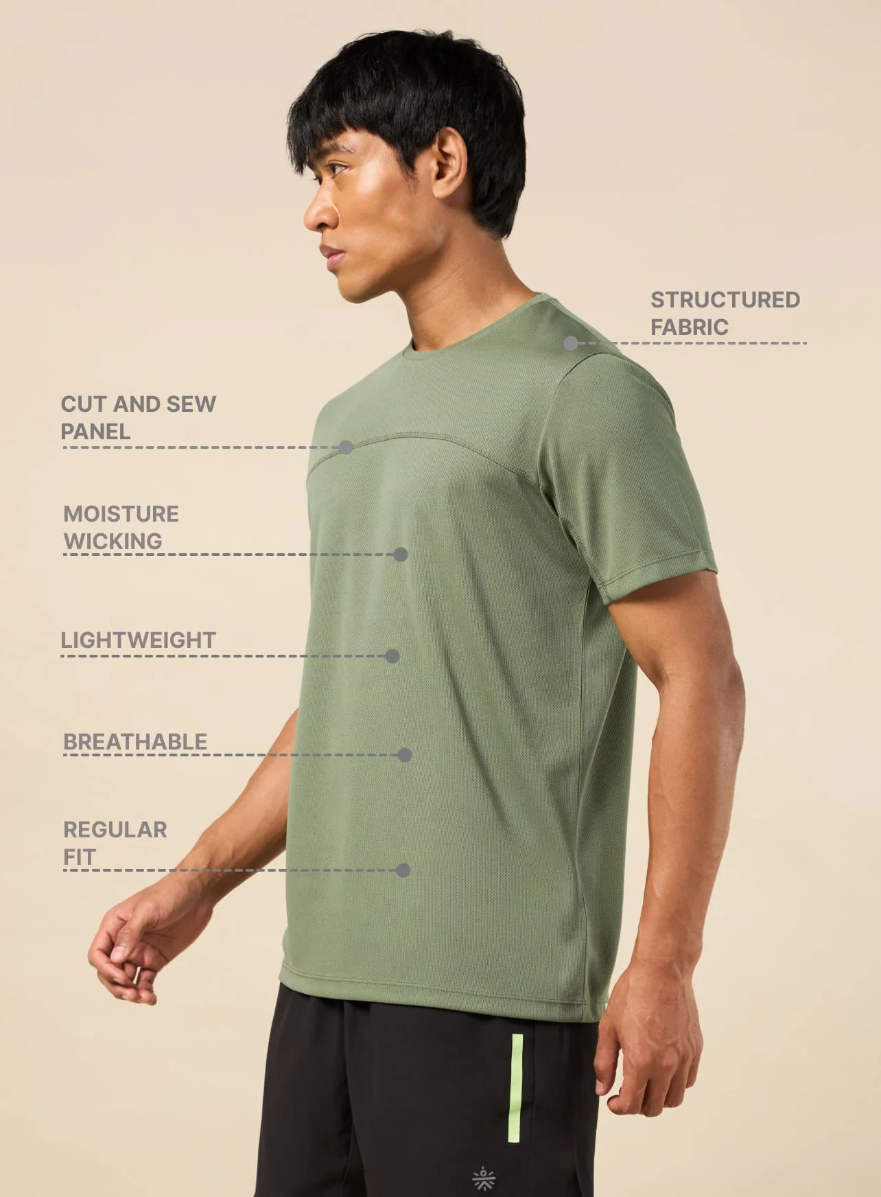 Men Olive Gear Up Performance T-shirt - Image 5