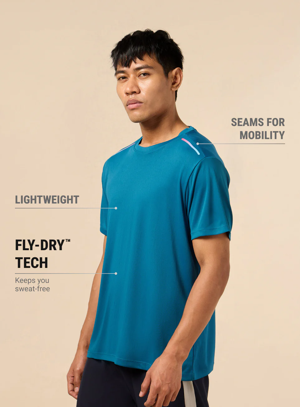 Men's All Round Teal Workout T-shirt - Image 5