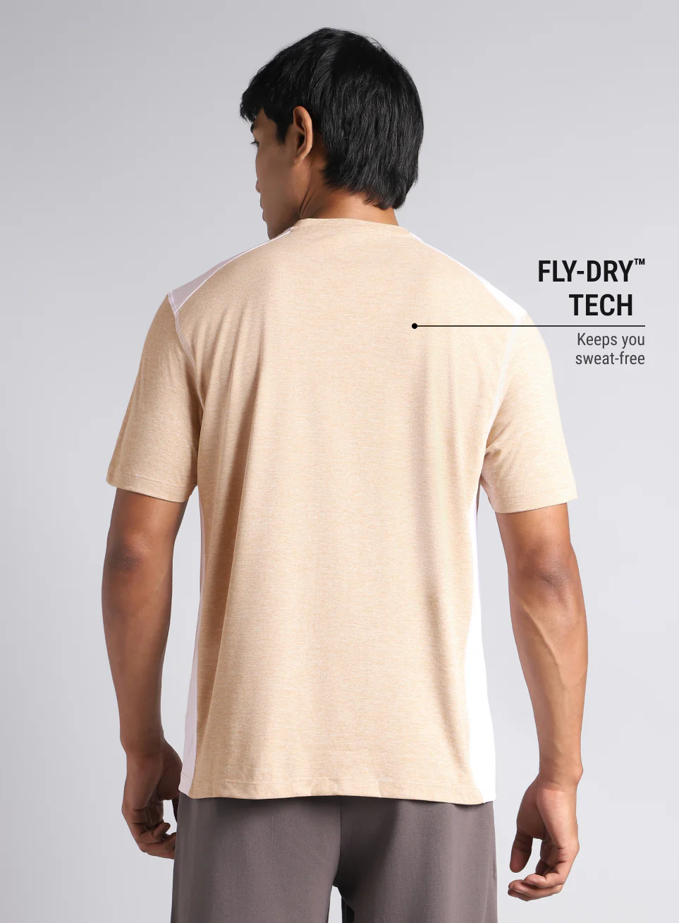 Men's Amp Up Beige Comfortech T-shirt - Image 6
