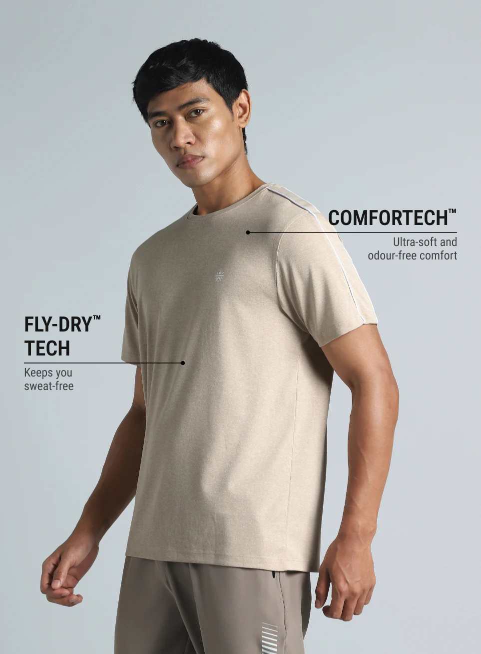 Men's Beige Active Day COMFORtech T-shirt - Image 5