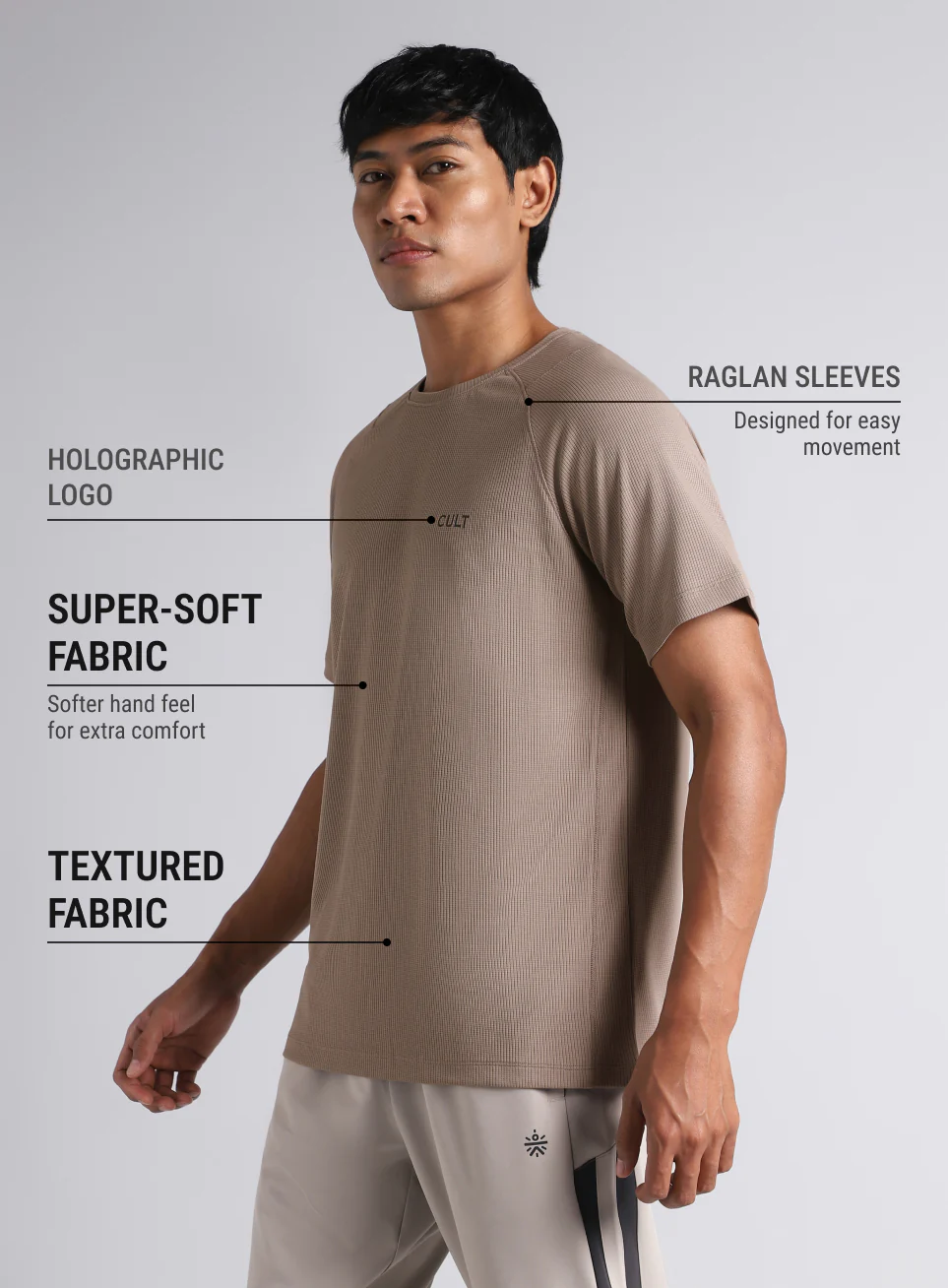 Men's Beige All Format Training T-shirt - Image 5