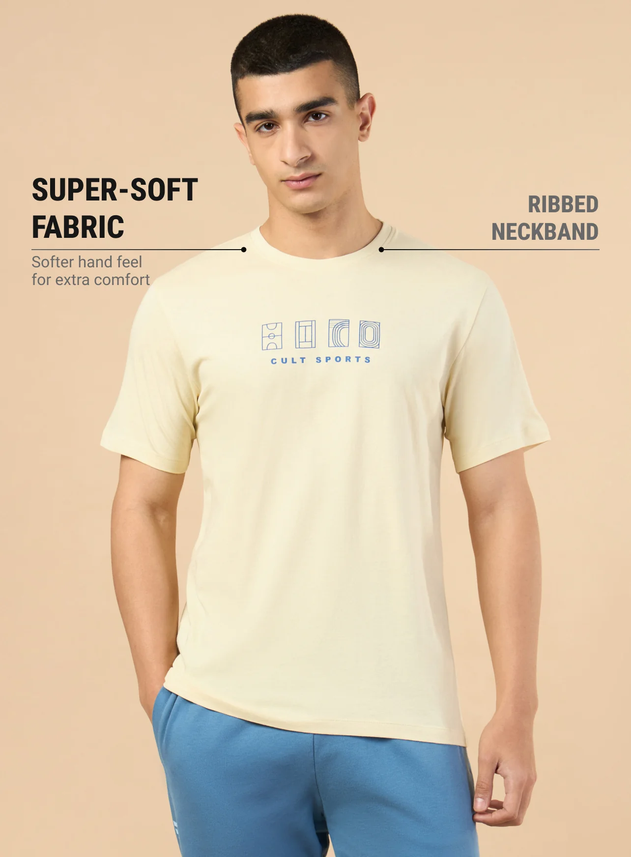 Men's Beige Cult Sport's Club T-shirt - Image 4