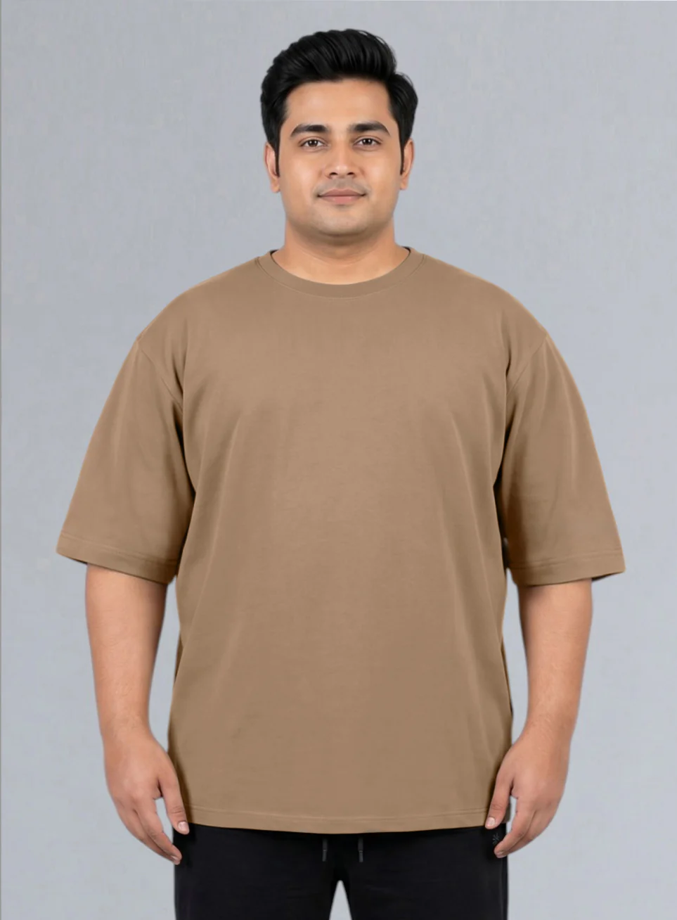 Men's Beige One More Rep Graphic Plus Size Oversized Fit T-shirt - Image 4